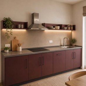 cucina in metallo laccato bordeaux